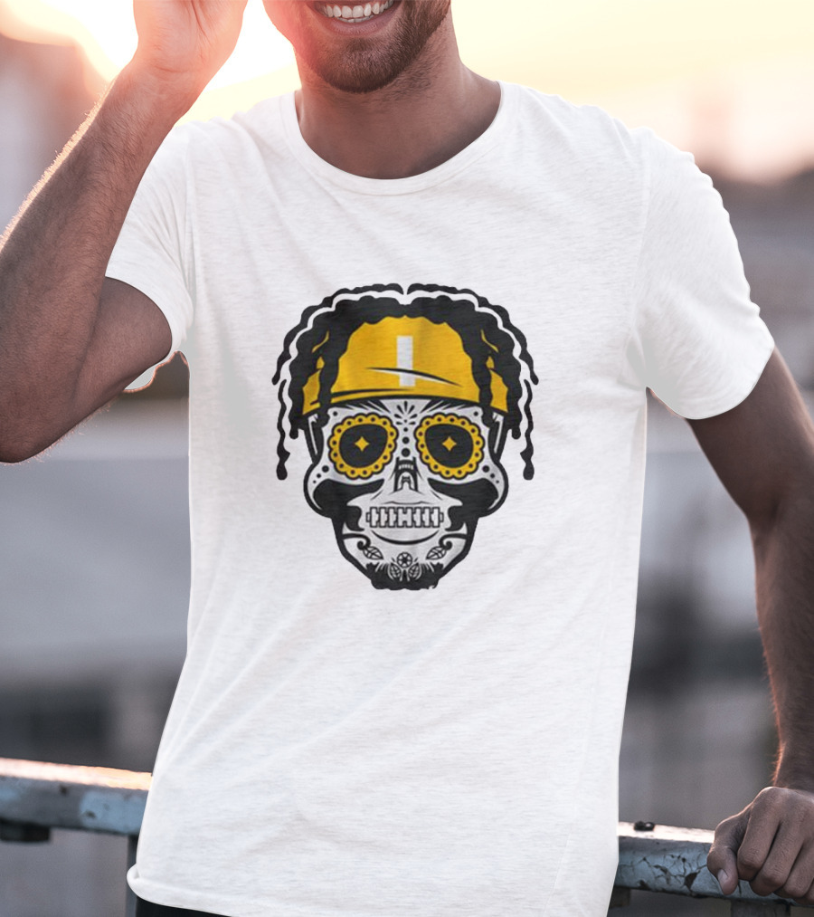 Justin Fields Pittsburgh Football Sugar Skull T-Shirt