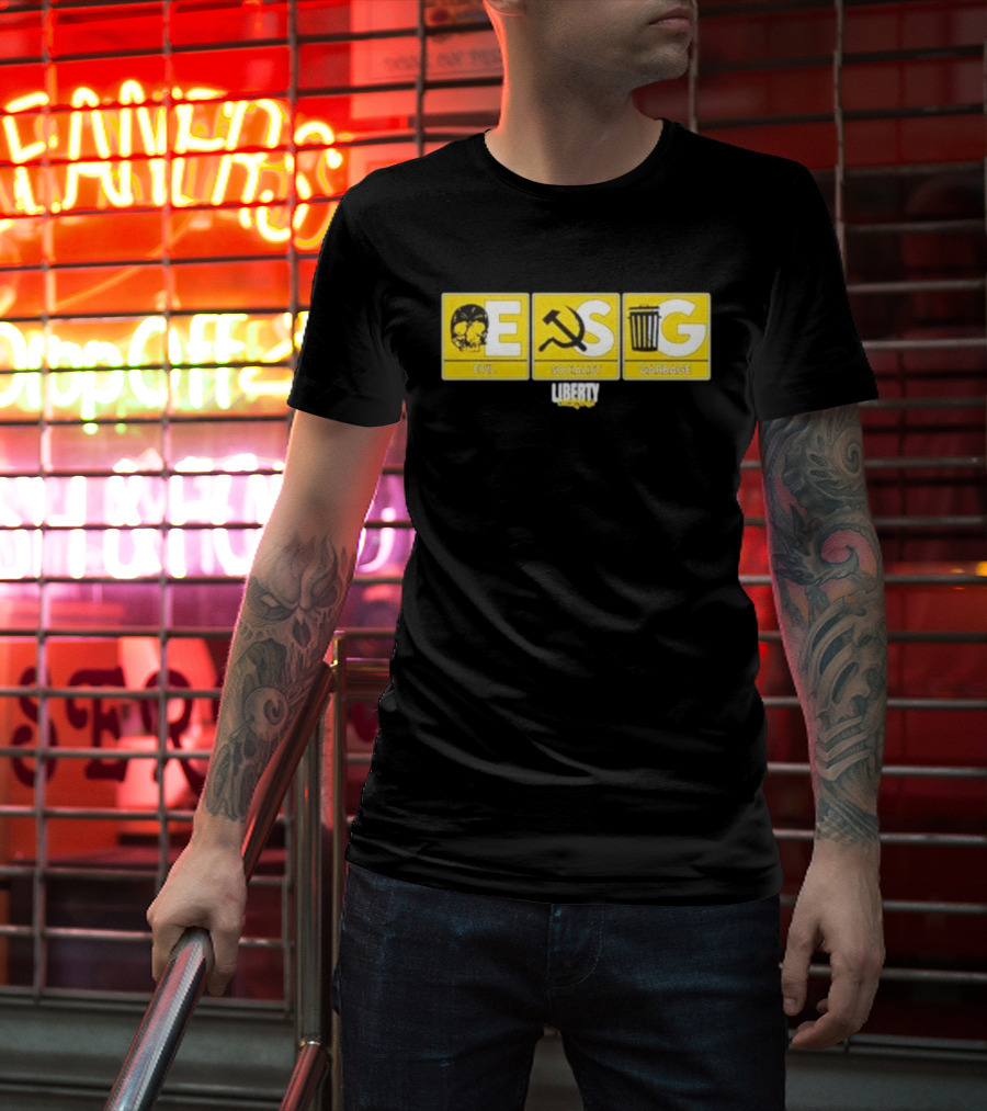 Liberty Lockdown Evil Socialist Garbage Skull Hammer Sickle Trash Can T-Shirt