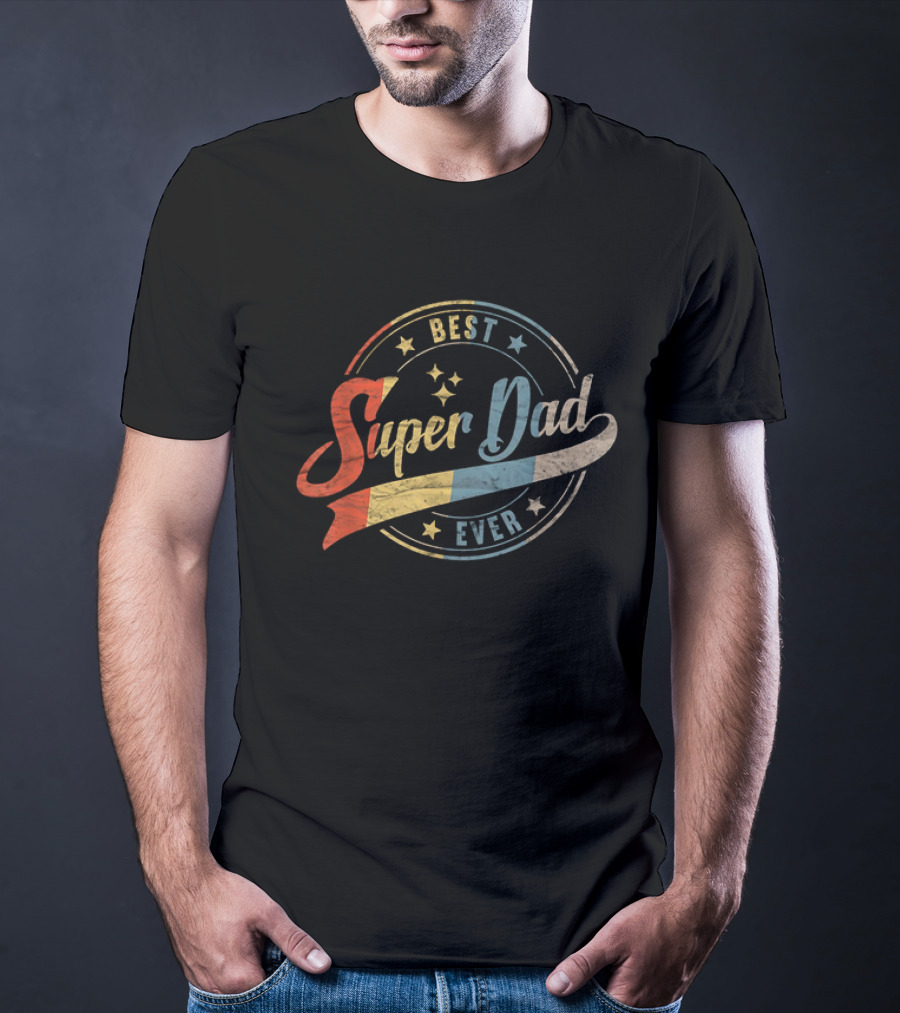 Best Dad Super Dad Ever Retro Father's Day T-Shirt