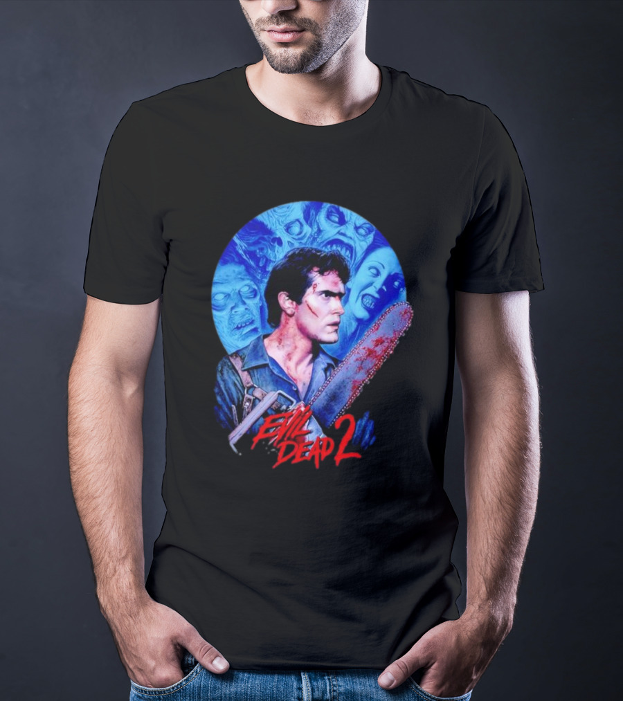 Evil Dead 2 Main Character Chainsaw Fight With Zombies T-Shirt