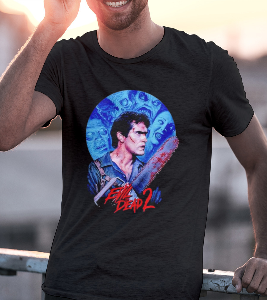 Evil Dead 2 Main Character Chainsaw Fight With Zombies T-Shirt