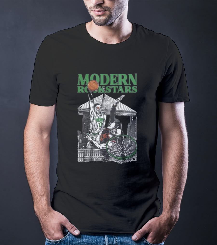 Modern Rockstars Basketball Dunk Skyline Bridge T-Shirt