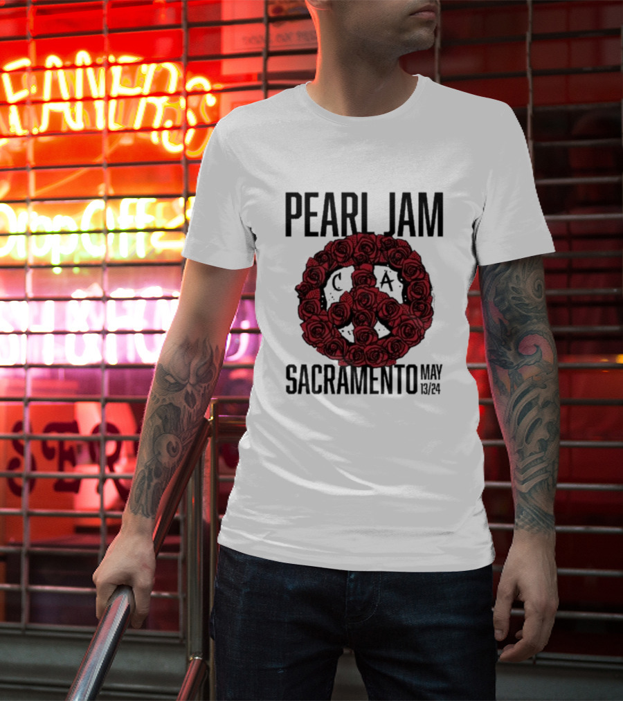 Pearl Jam Sacramento May 13 24 Roses Peace T-Shirt
