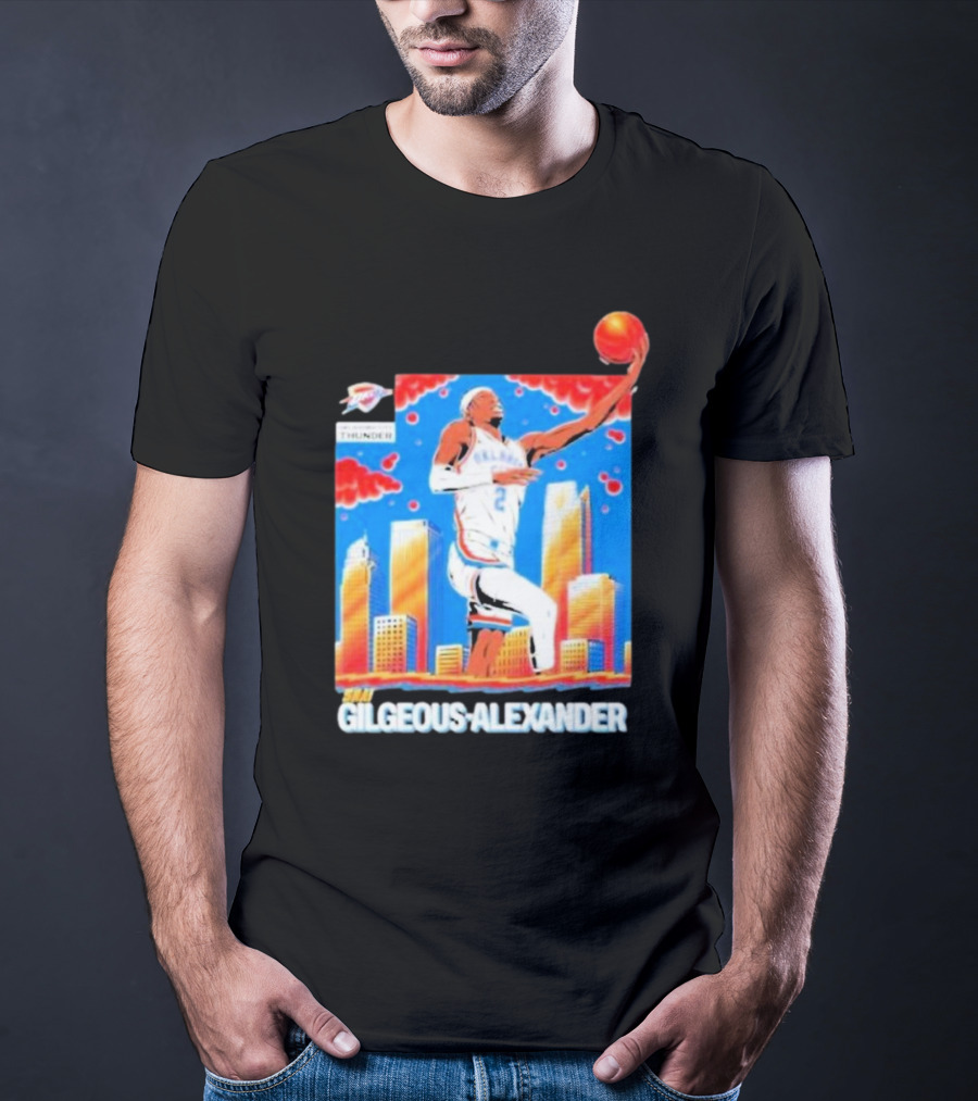 Thunder Basketball Hero Gilgeous-Alexander Skyline Dunk T-Shirt