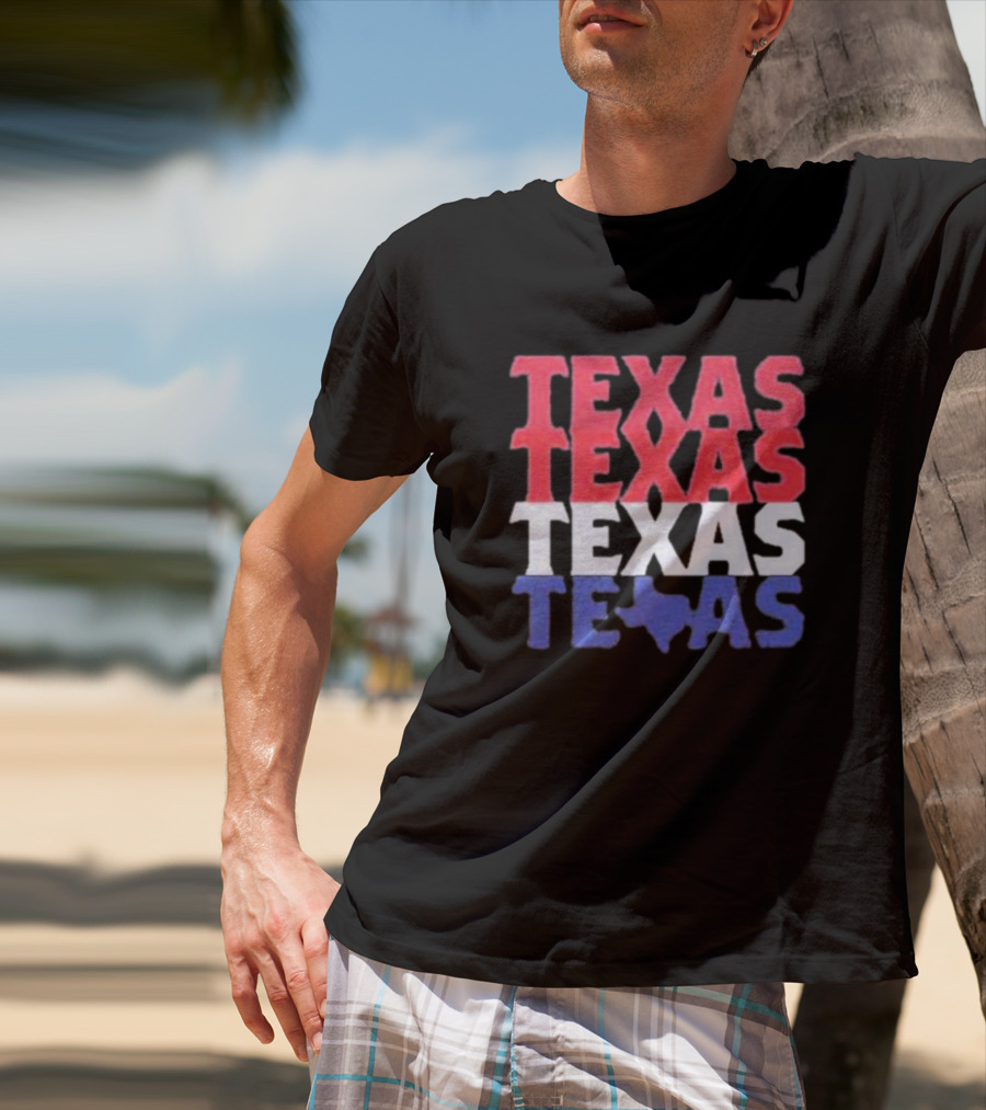 Texas Texas Texas Texas Map Red White Blue T-Shirt
