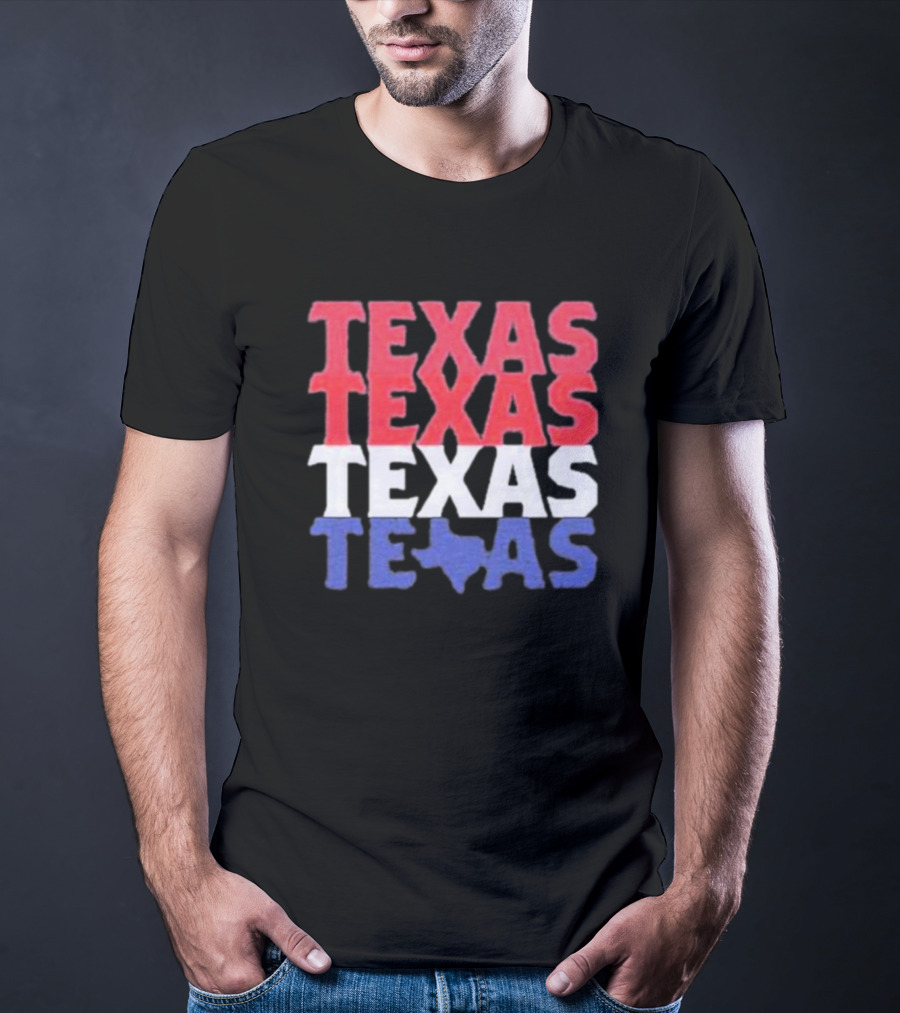 Texas Texas Texas Texas Map Red White Blue T-Shirt