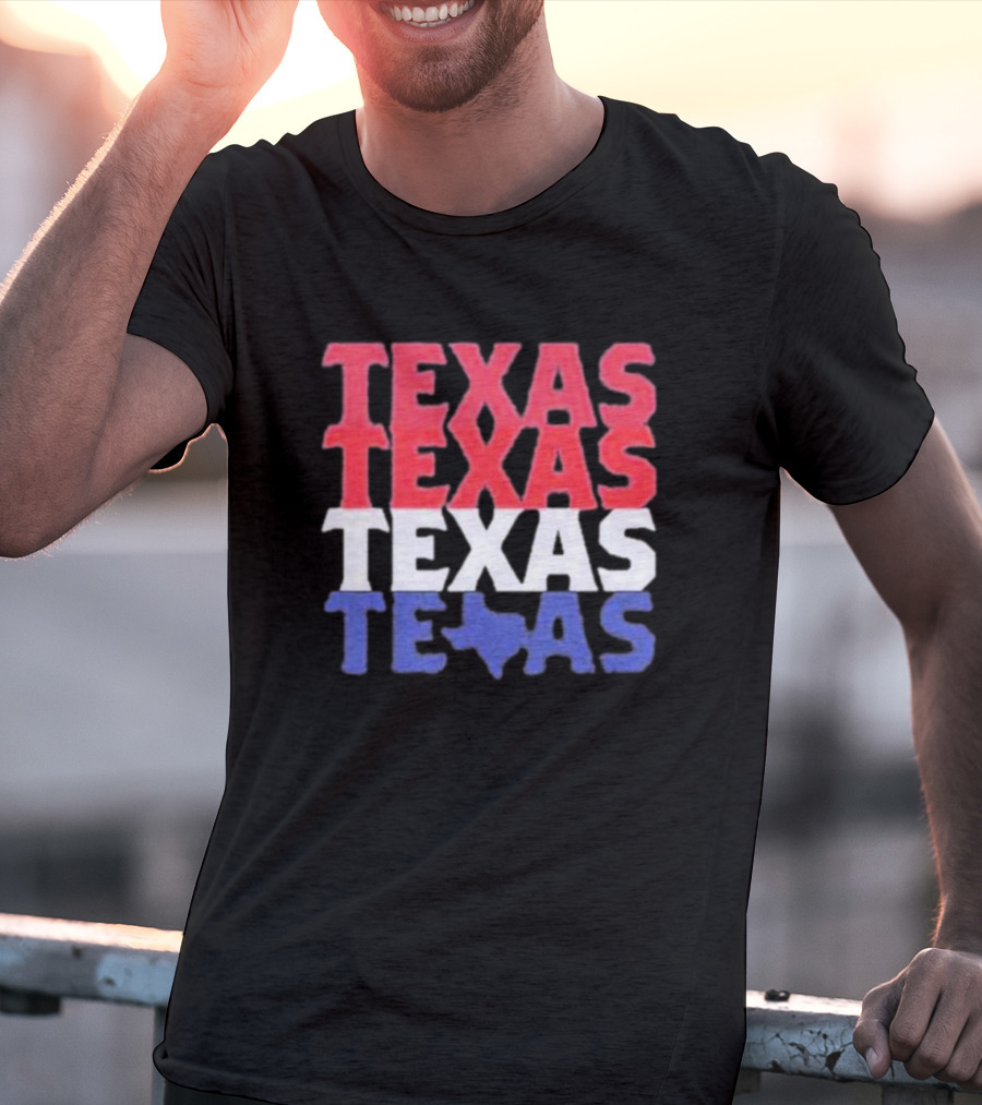 Texas Texas Texas Texas Map Red White Blue T-Shirt