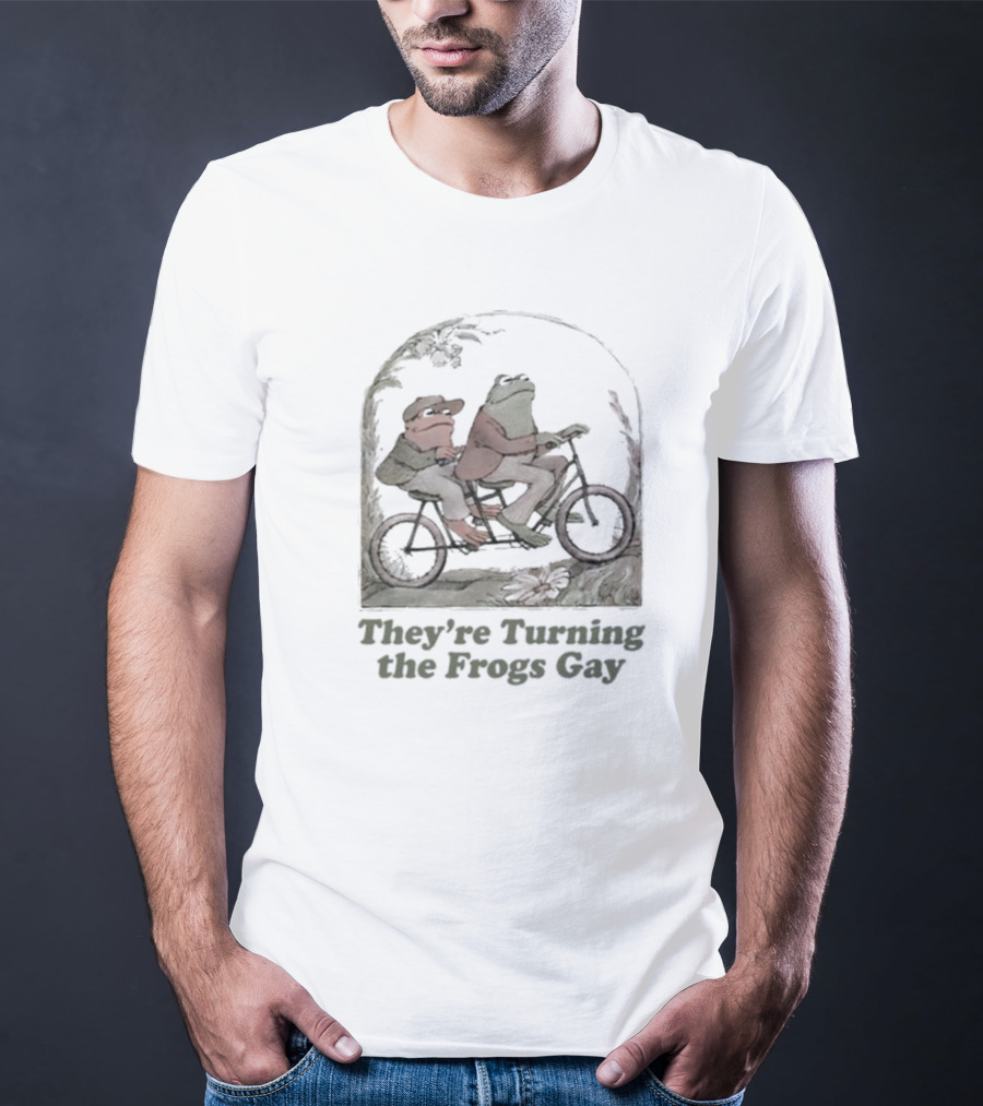 Frog Friends Riding A Bicycle Adventure: They're Turning The Frogs Gay T-Shirt