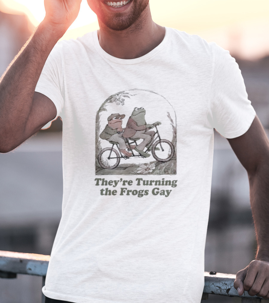 Frog Friends Riding A Bicycle Adventure: They're Turning The Frogs Gay T-Shirt