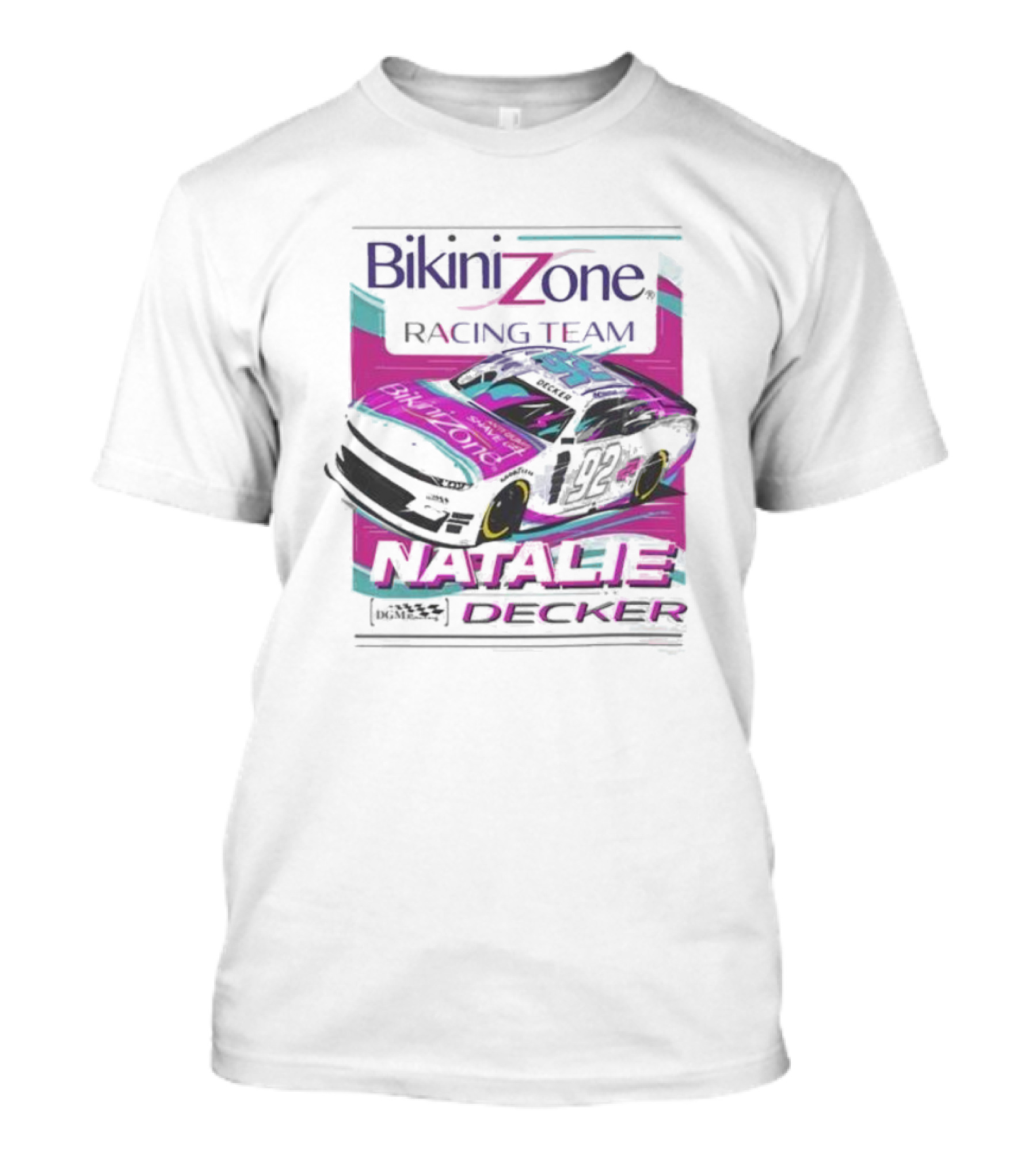 Bikini Zone Racing Team Natalie Decker 92 Car T-Shirt