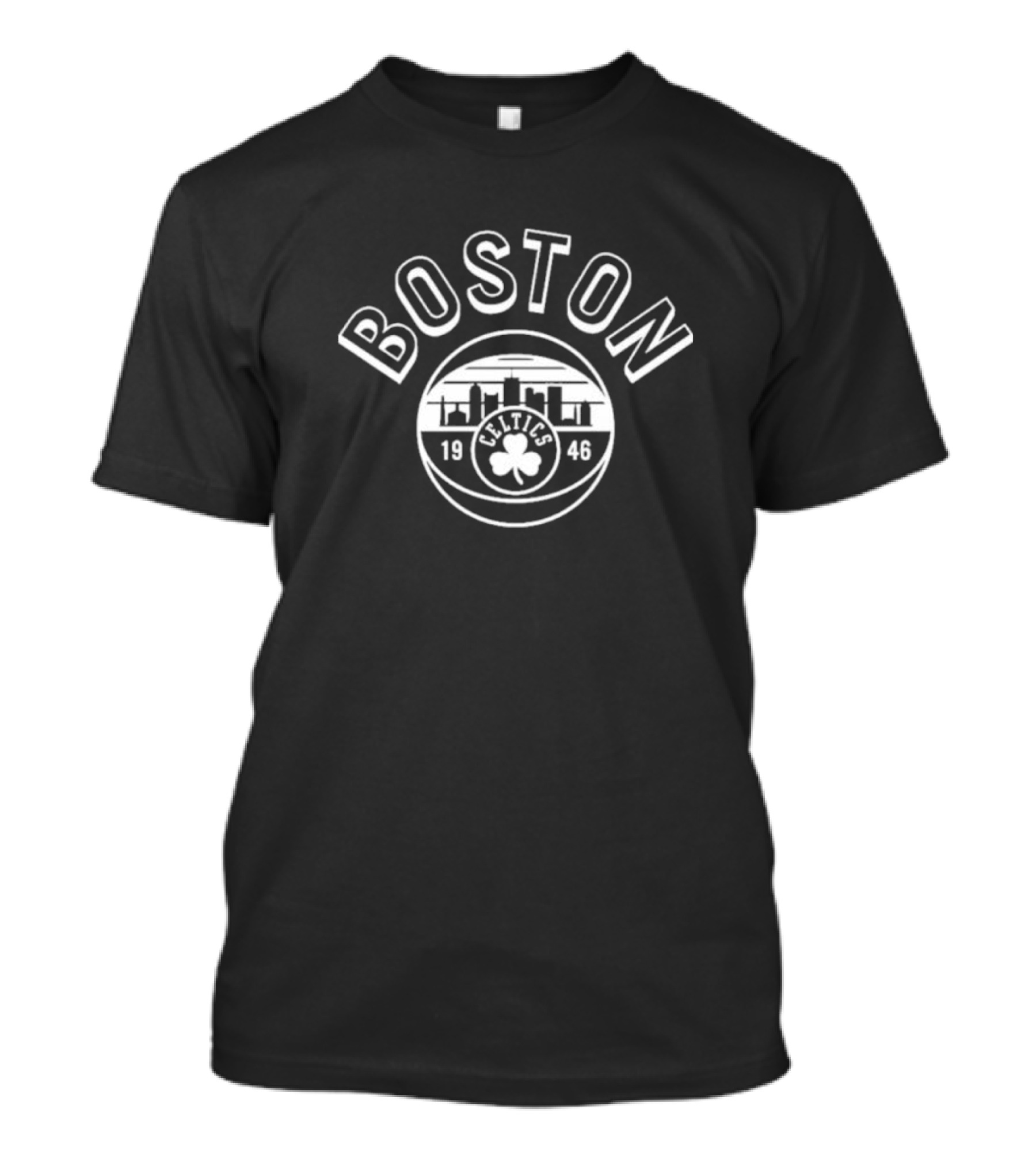 BOSTON Celtics 1946 Basketball Skyline Shamrock T-Shirt