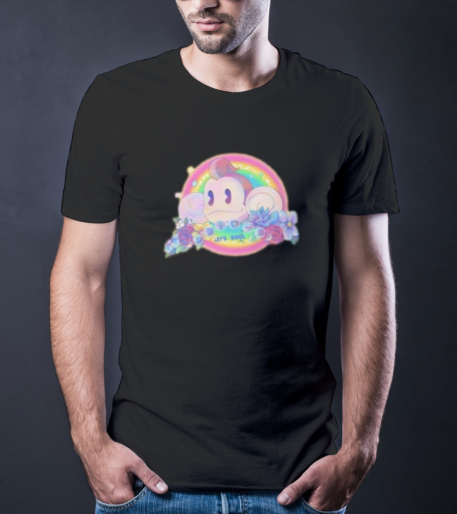 Quit Monkeying Around Let's Roll With Rainbow Monkey And Flowers T-Shirt