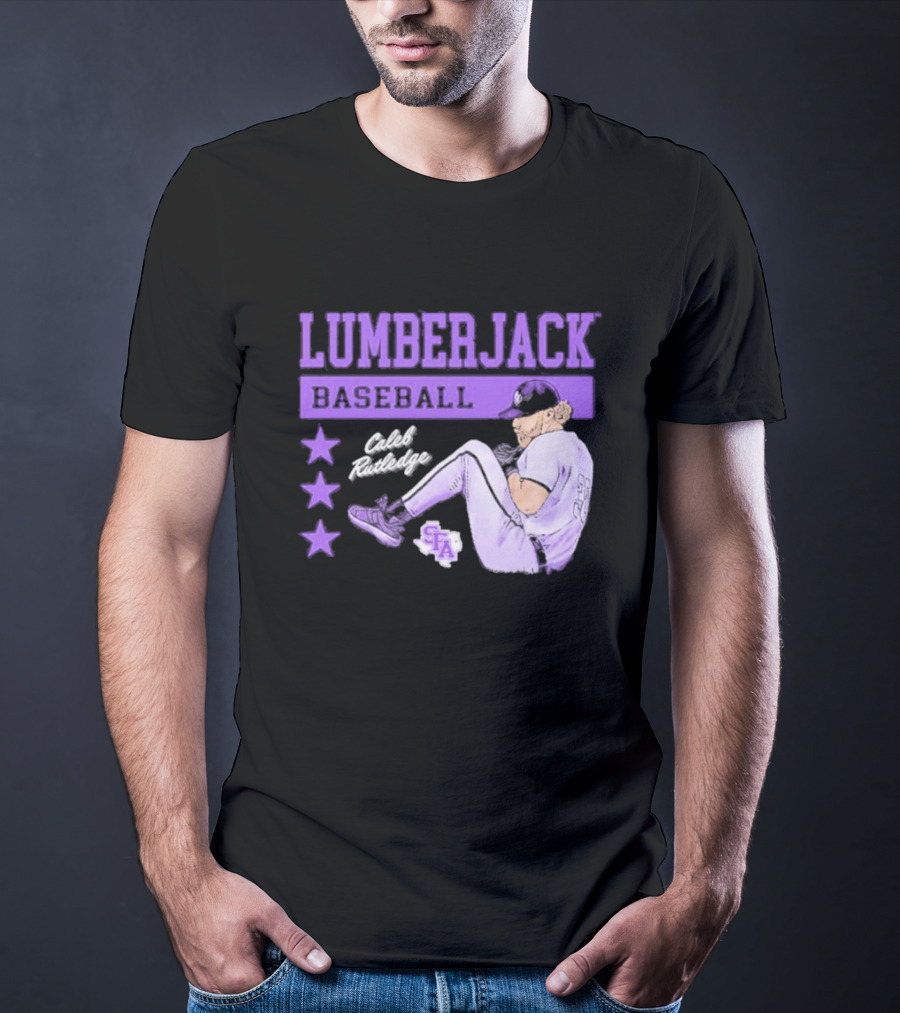 Lumberjack Baseball Caleb Rutledge SFA Cartoon T-Shirt