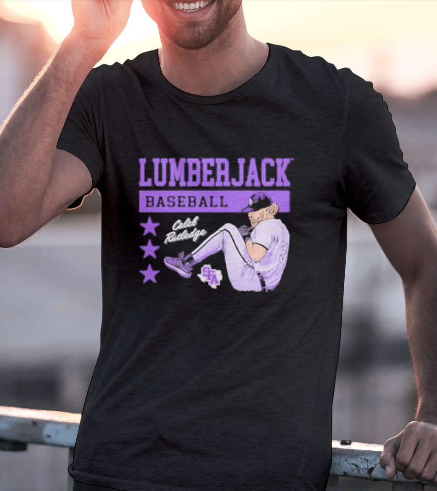 Lumberjack Baseball Caleb Rutledge SFA Cartoon T-Shirt