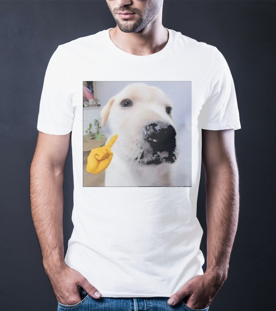 Mewing Cringe Cute Dog Meme Emoji Interaction T-Shirt