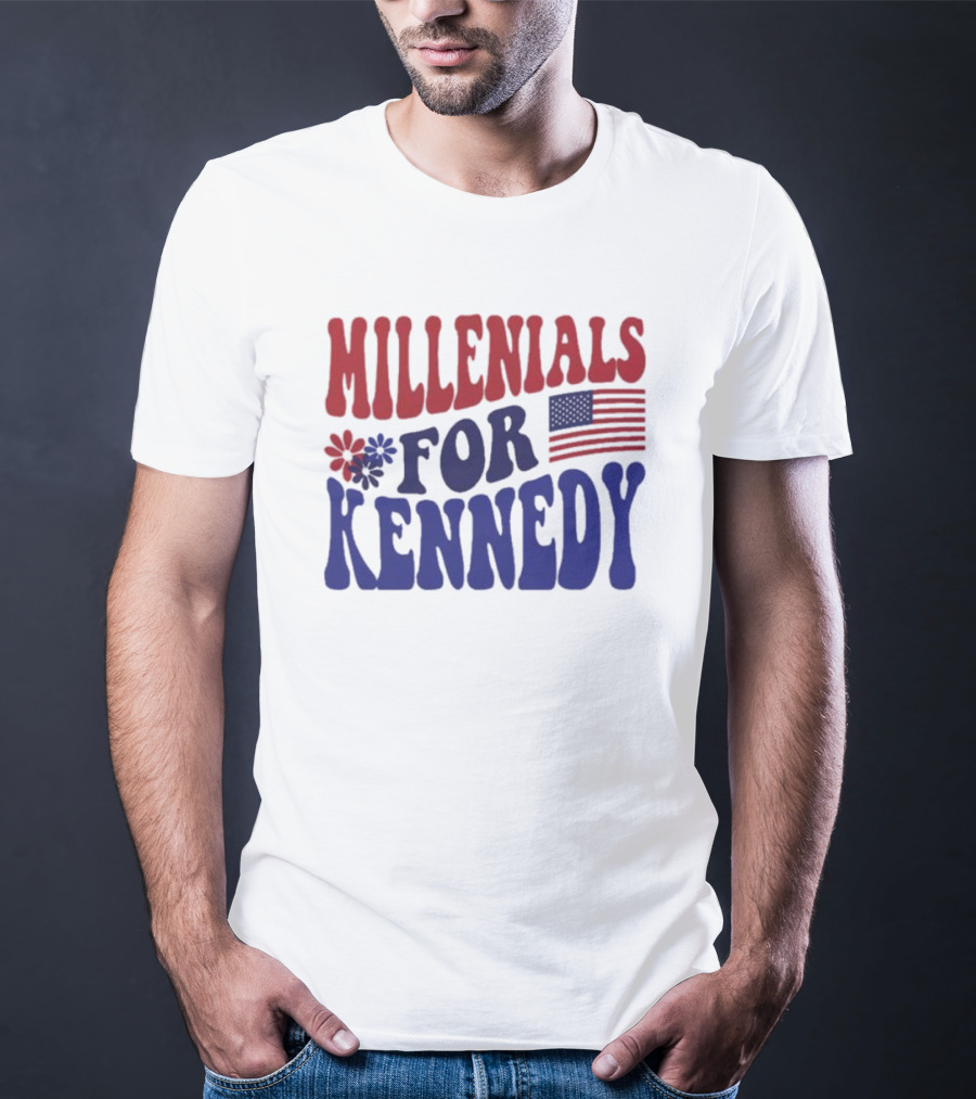 Millennials For Kennedy American Flag Flower Power T-Shirt