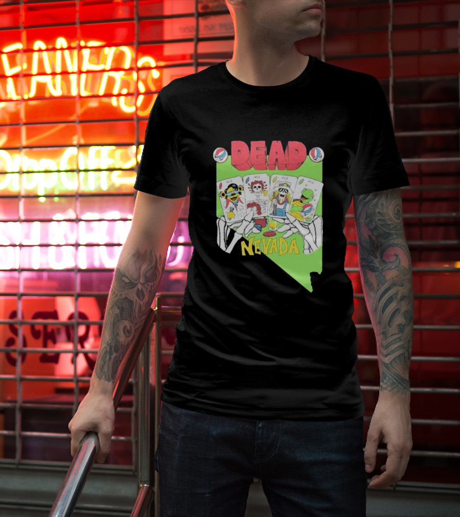 Dead Nevada United States Playing Cards Skeleton Hands T-Shirt