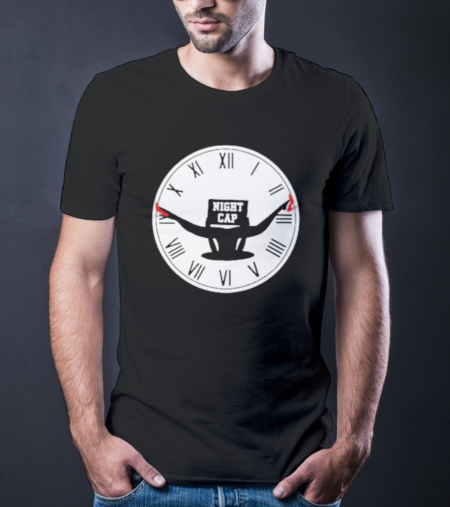 Night Cap Clock Roman Numerals Quarter To Three T-Shirt