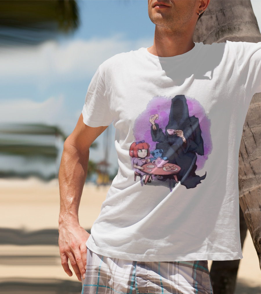 Tea Party With Grim Reaper And Little Girl T-Shirt