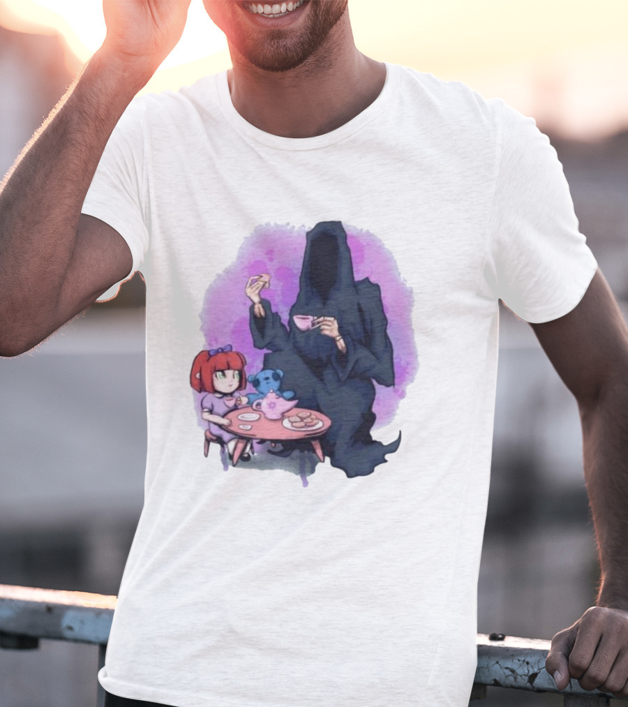 Tea Party With Grim Reaper And Little Girl T-Shirt