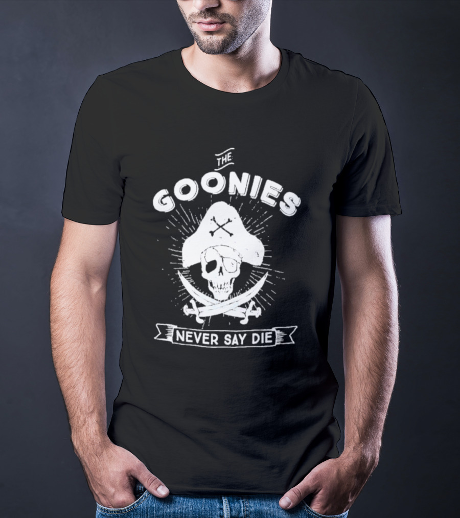 The Goonies Never Say Die Pirate Skull Crossed Swords T-Shirt
