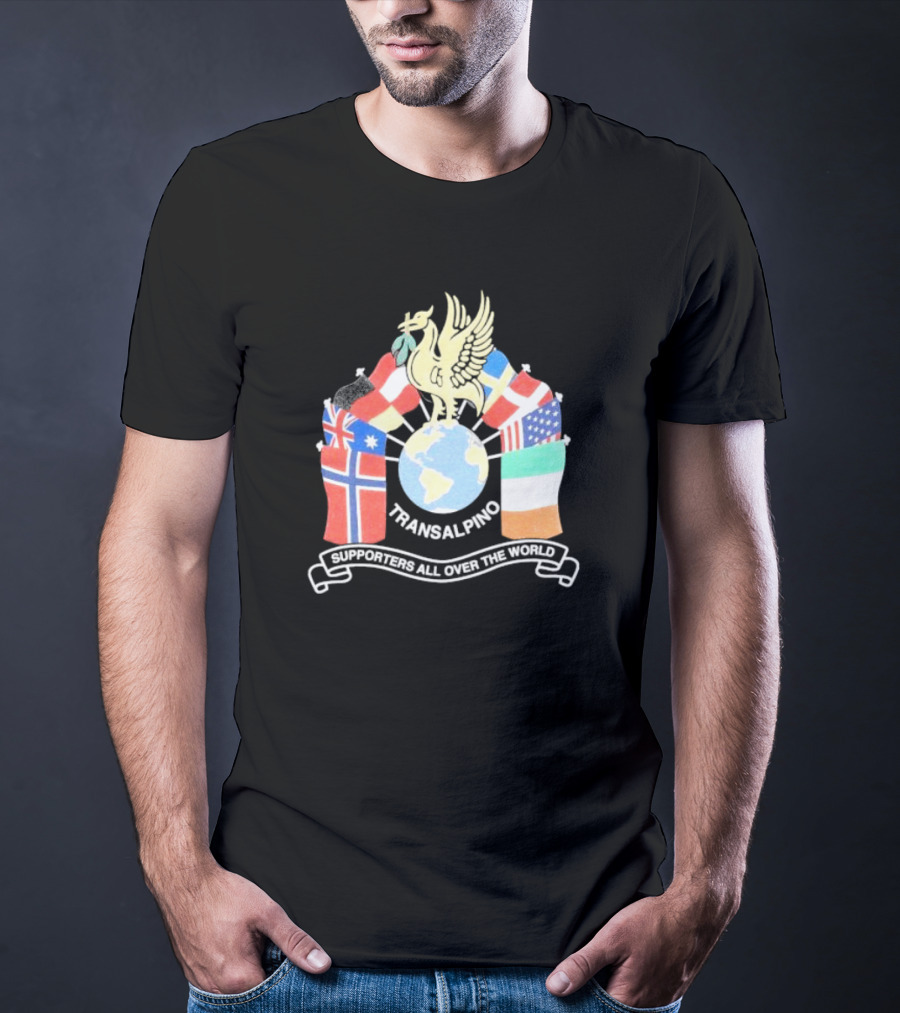 Transalpino Global Supporters With Flags And Globe Emblem T-Shirt