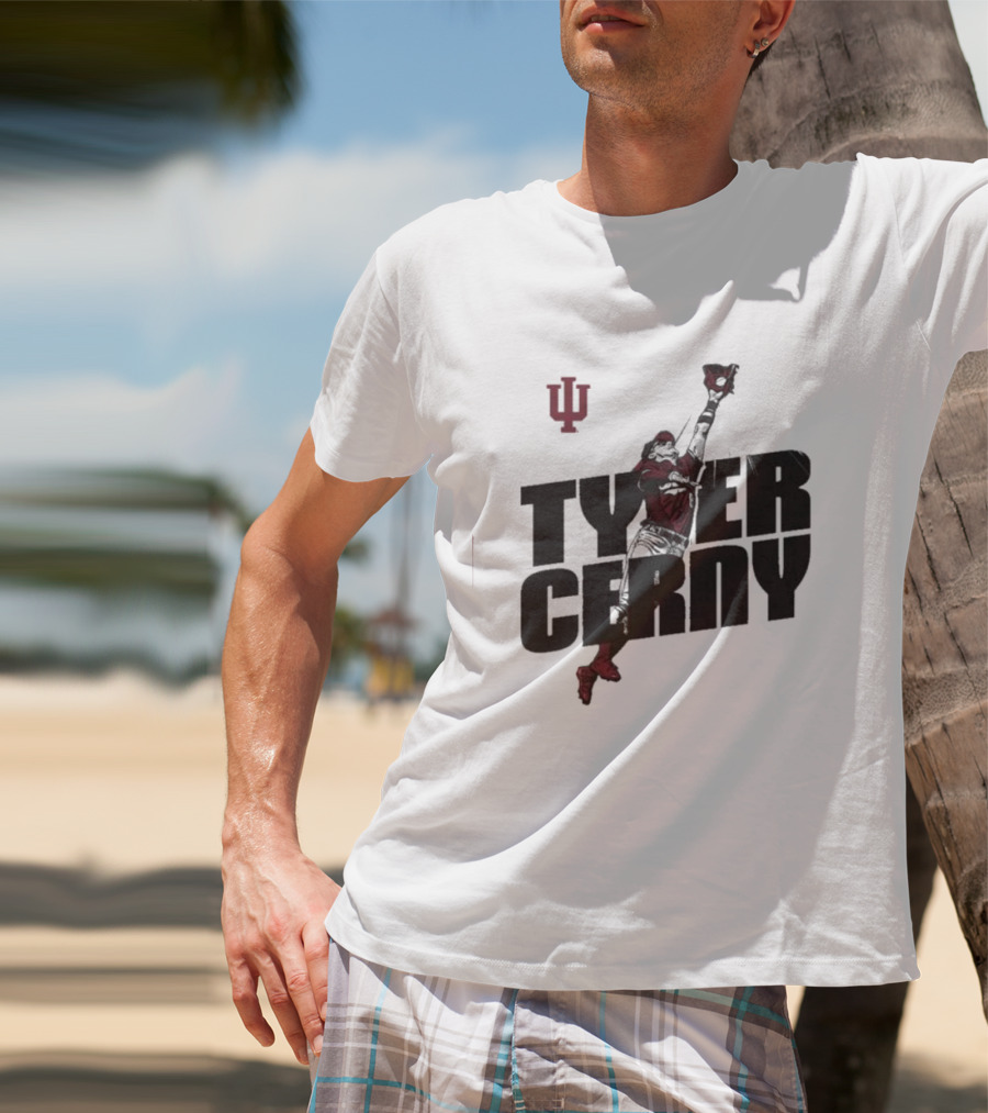 Tyler Cerny Baseball Indiana University Jumping Catch T-Shirt
