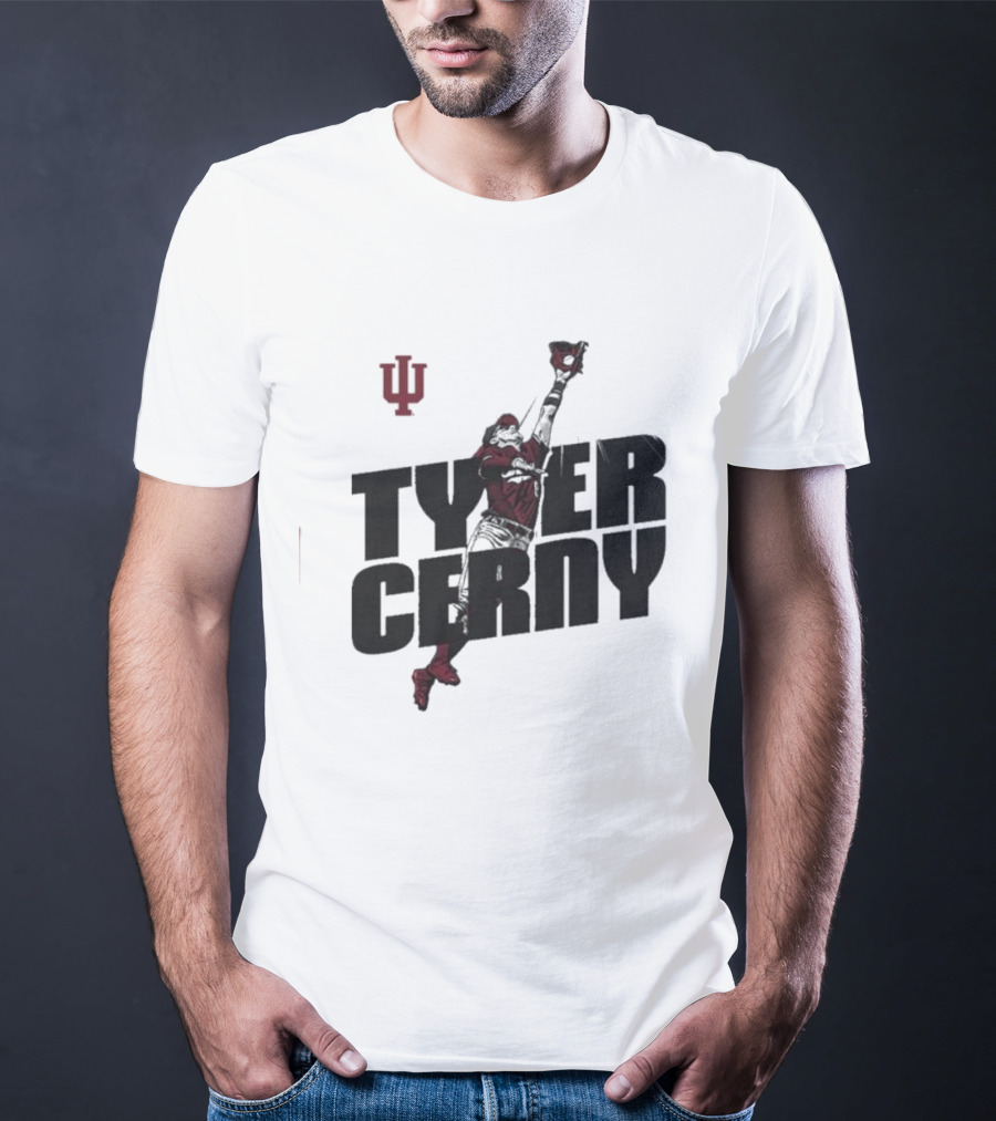 Tyler Cerny Baseball Indiana University Jumping Catch T-Shirt