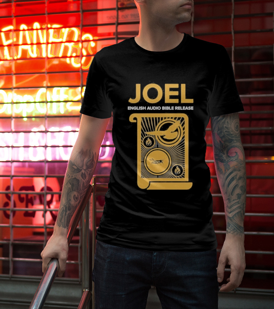 JOEL English Audio Bible Release Scroll Locust Bird Flame Icons T-Shirt