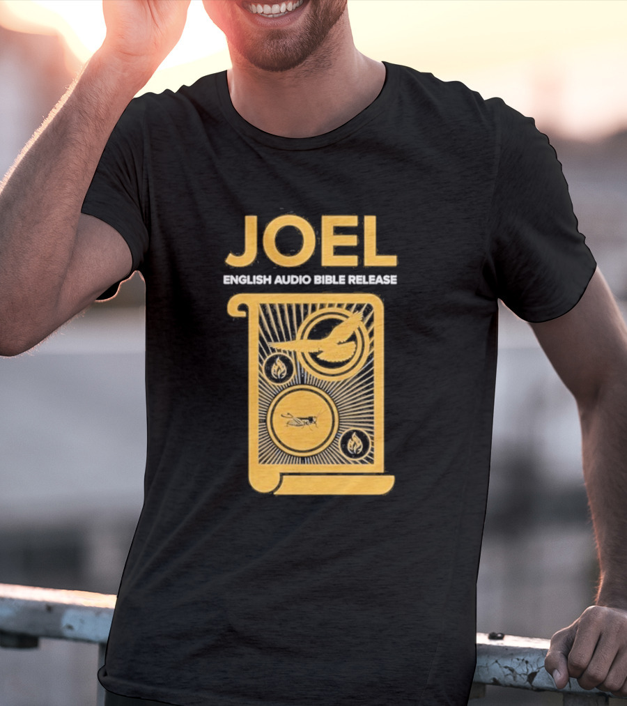 JOEL English Audio Bible Release Scroll Locust Bird Flame Icons T-Shirt