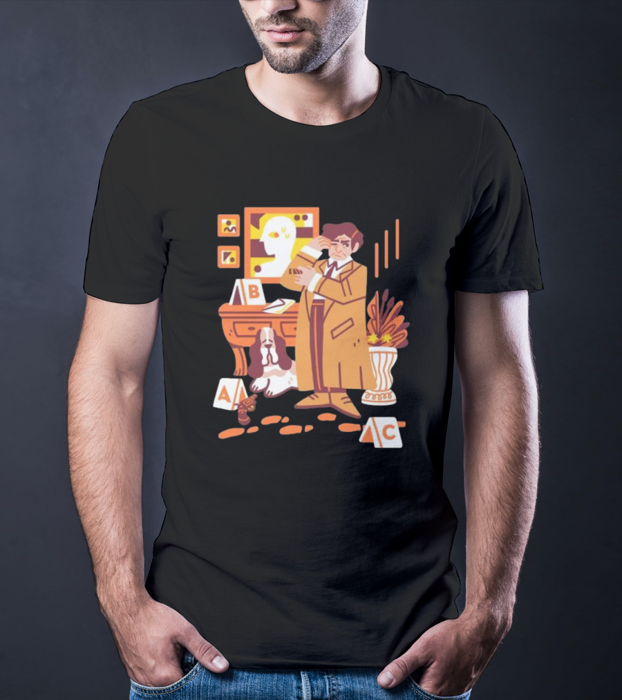 Just One More Thing Columbo Detective Classic Scene With Dog And ABC Cards T-Shirt