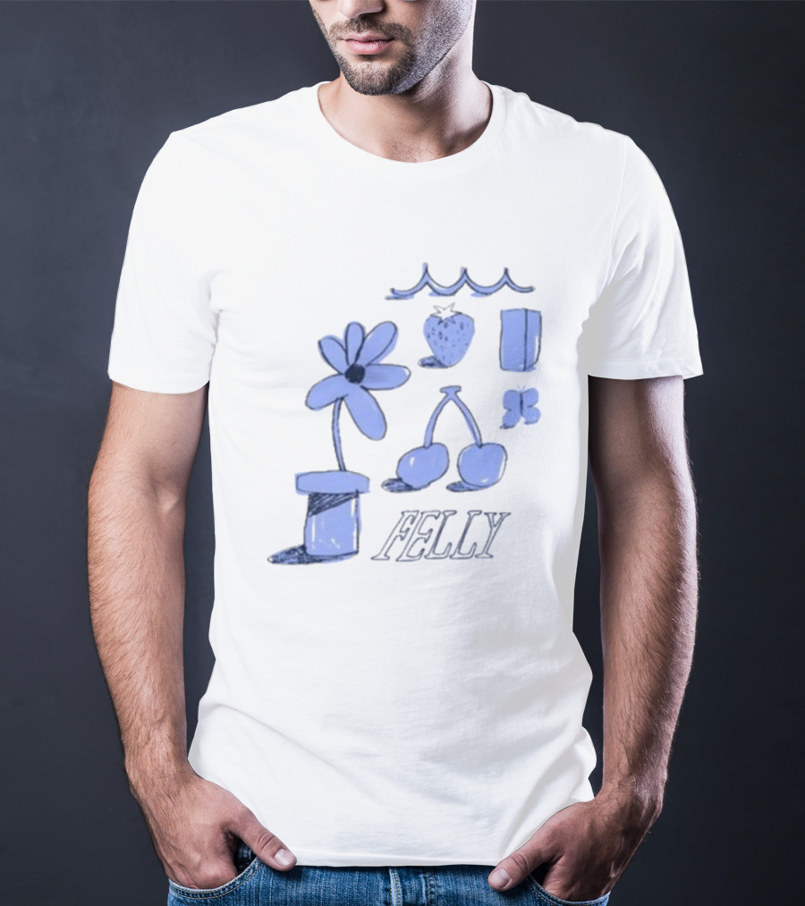 Felly Flower Heart Cherry Butterfly Wavy T-Shirt