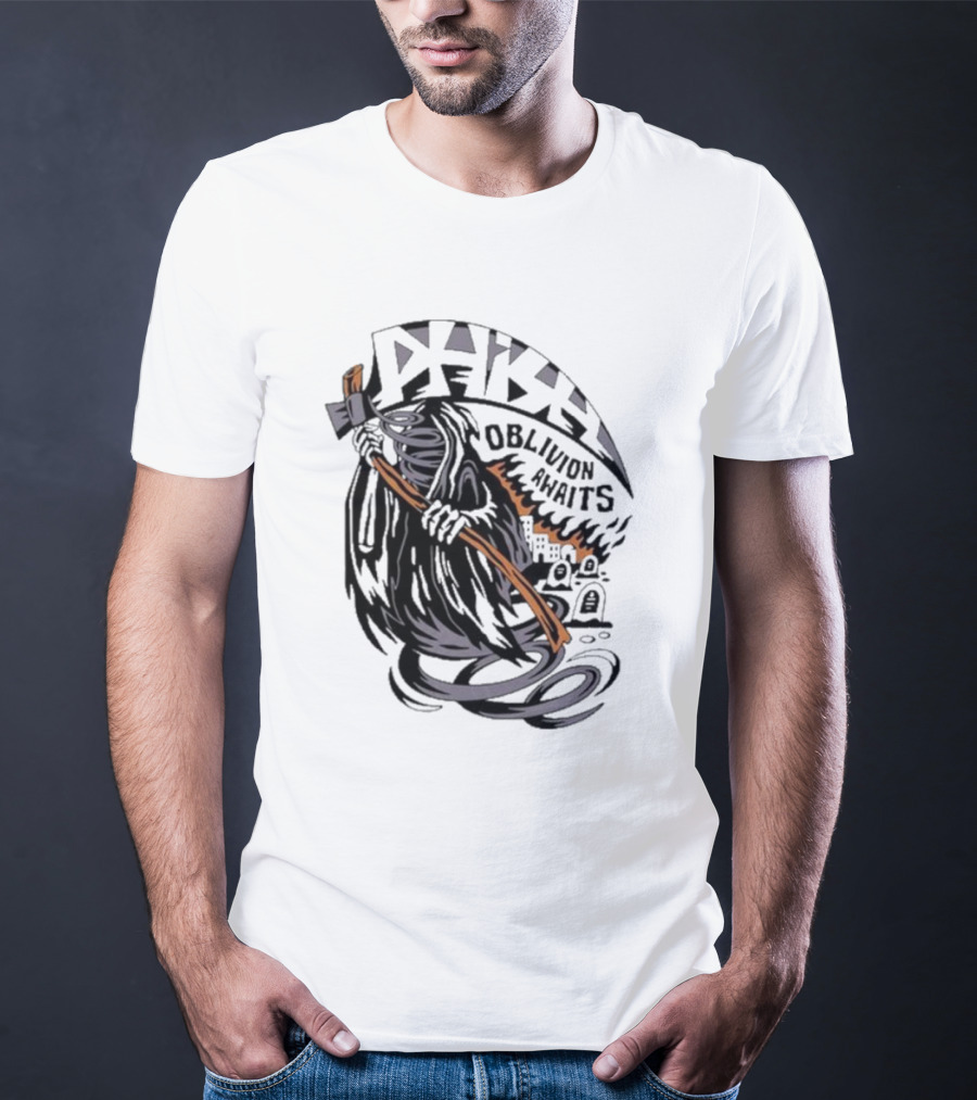 Dark Reaper With Scythe Oblivion Awaits Graves T-Shirt