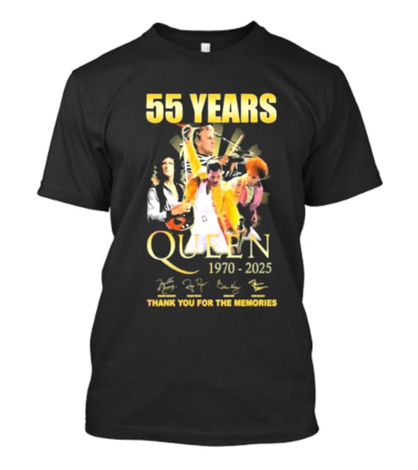 55 Years Queen 1970-2025 Thank You For The Memories Signatures Band Collage T-Shirt