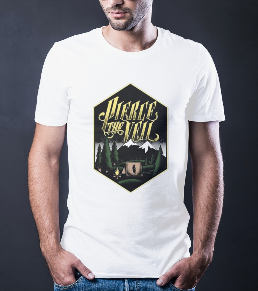 Pierce The Veil Mountain Tent Campfire Forest Scene T-Shirt