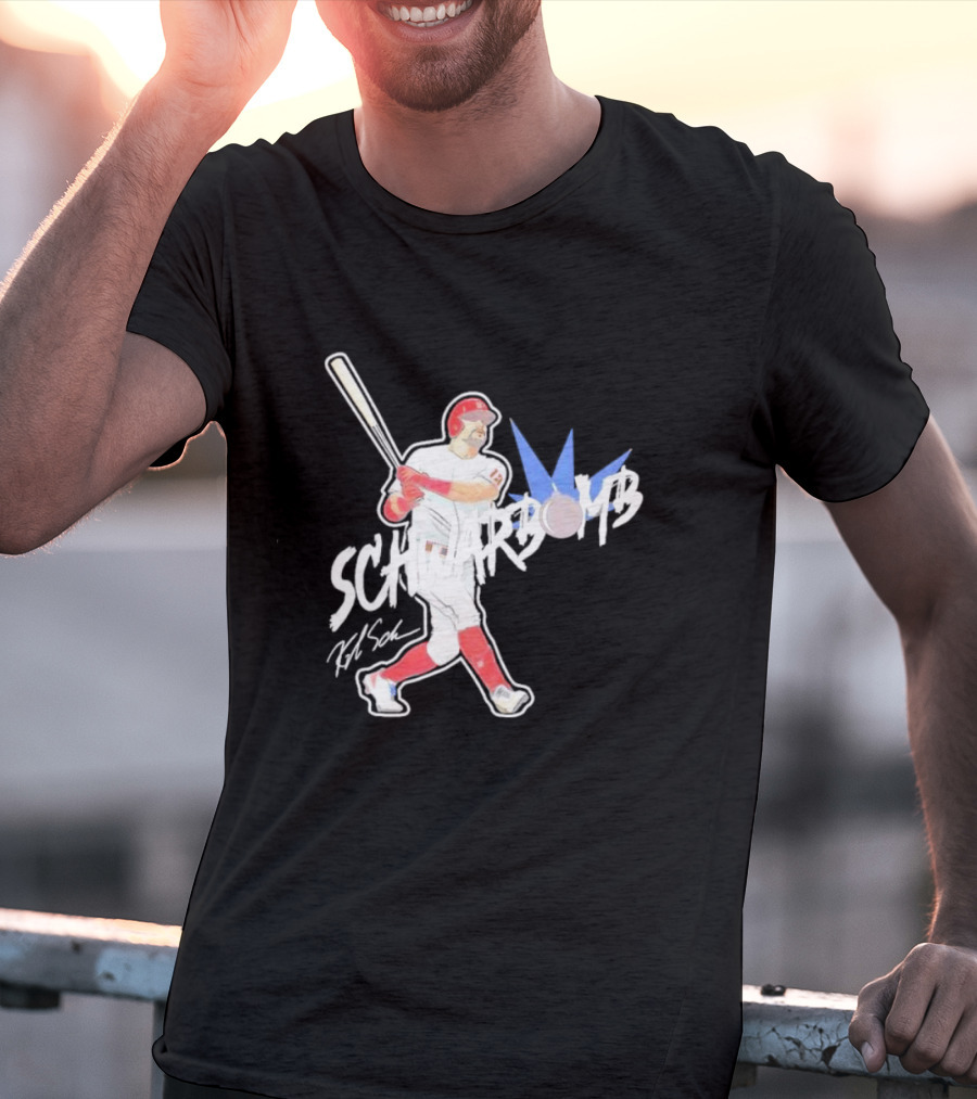 Schwarbomb Illustrated Baseball Swing With Signature Elements T-Shirt