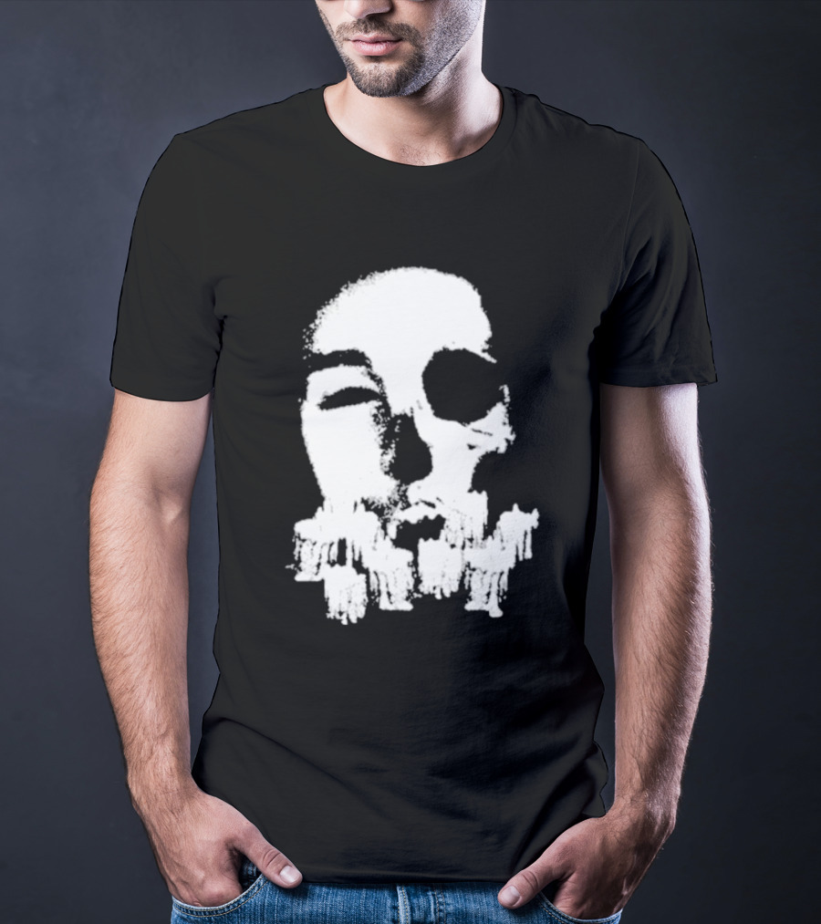 Turnabout Grayscale Face With Abstract Text T-Shirt