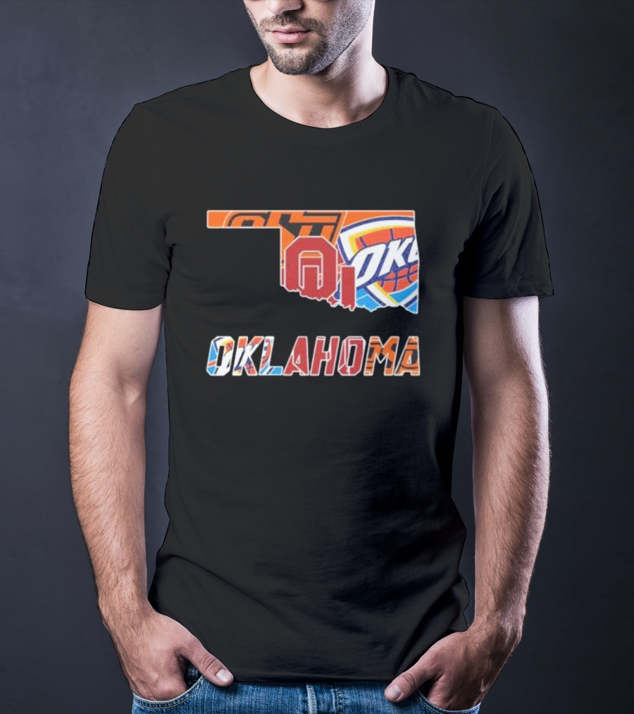 Oklahoma Sports Teams Oklahoma City Thunder Oklahoma State University Cowboys University Of Oklahoma Sooners T-Shirt