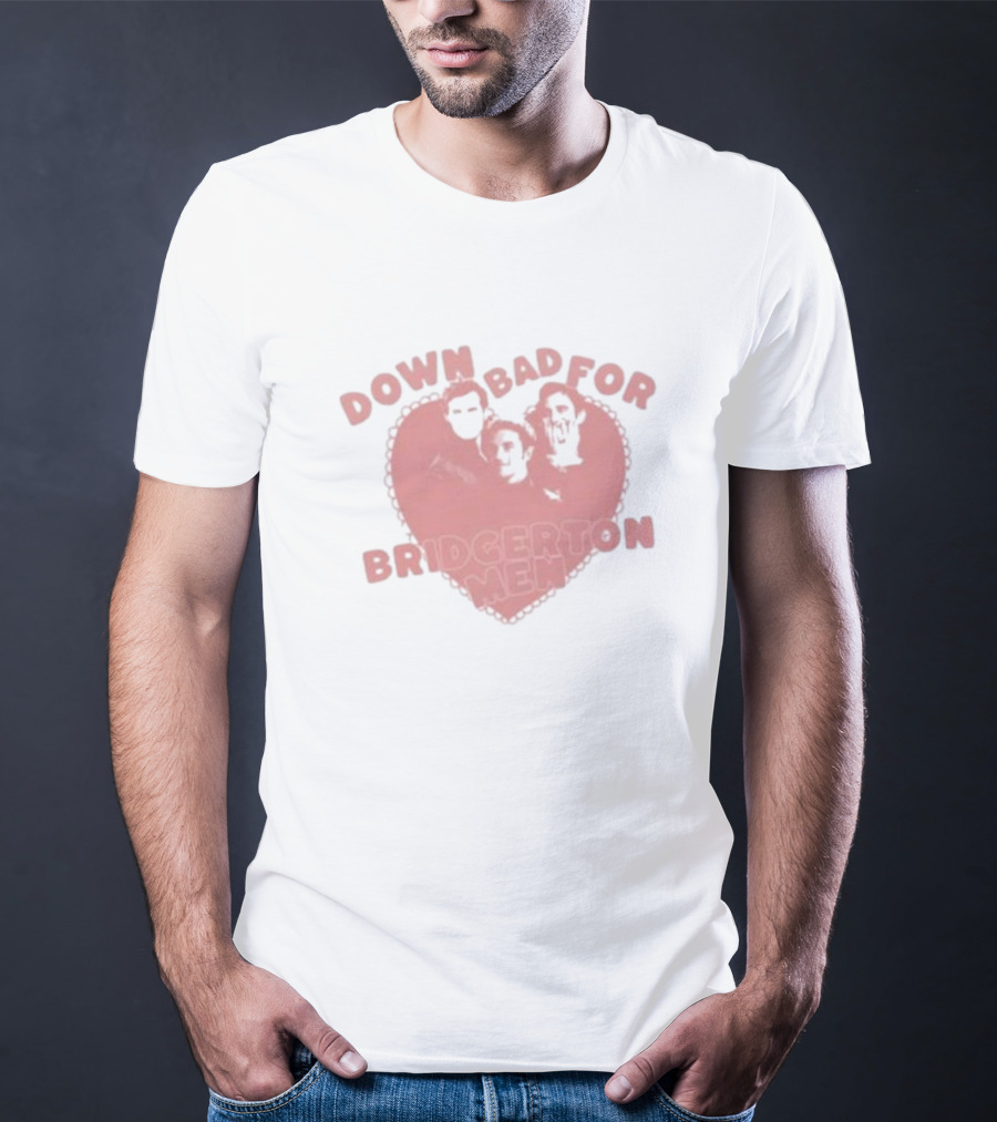 Down Bad For Bridgerton Men Heart Trio T-Shirt