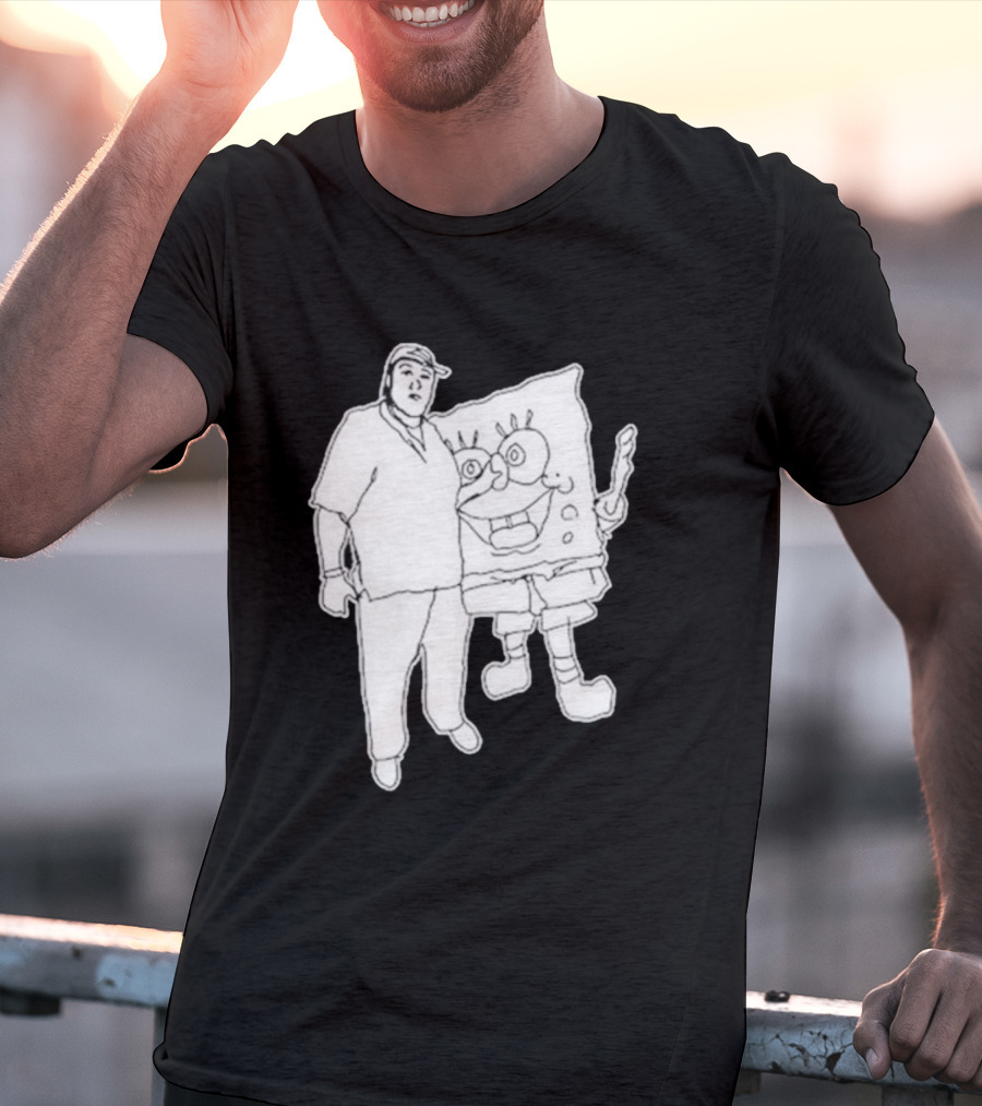 Fake Handshake Tony Spongebob Duo Outline T-Shirt