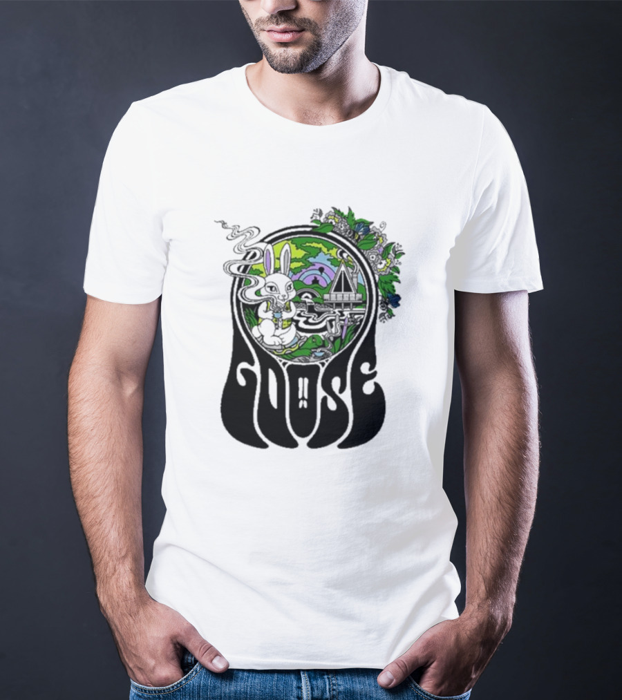 Goose Wonderland Psychedelic Rabbit Forest Portal T-Shirt