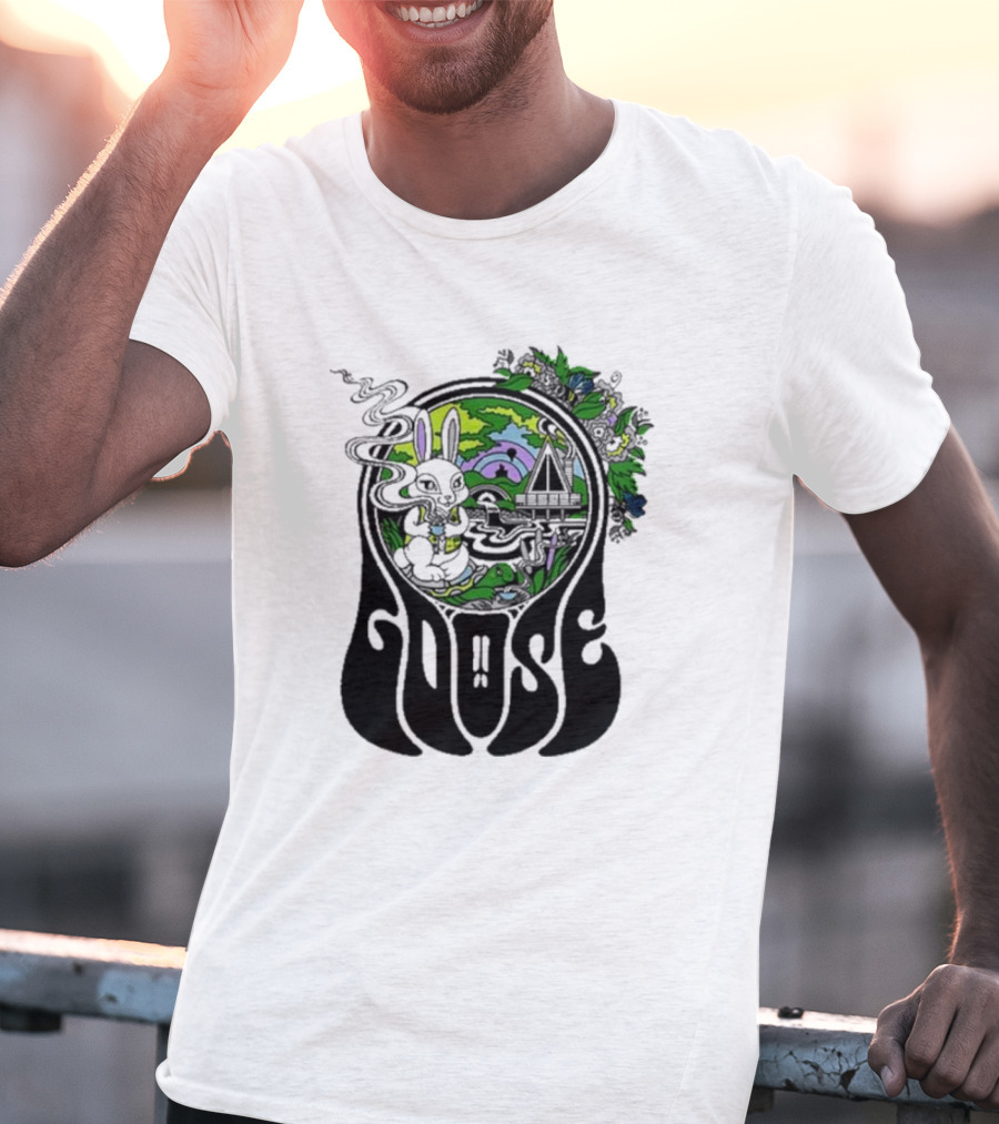 Goose Wonderland Psychedelic Rabbit Forest Portal T-Shirt