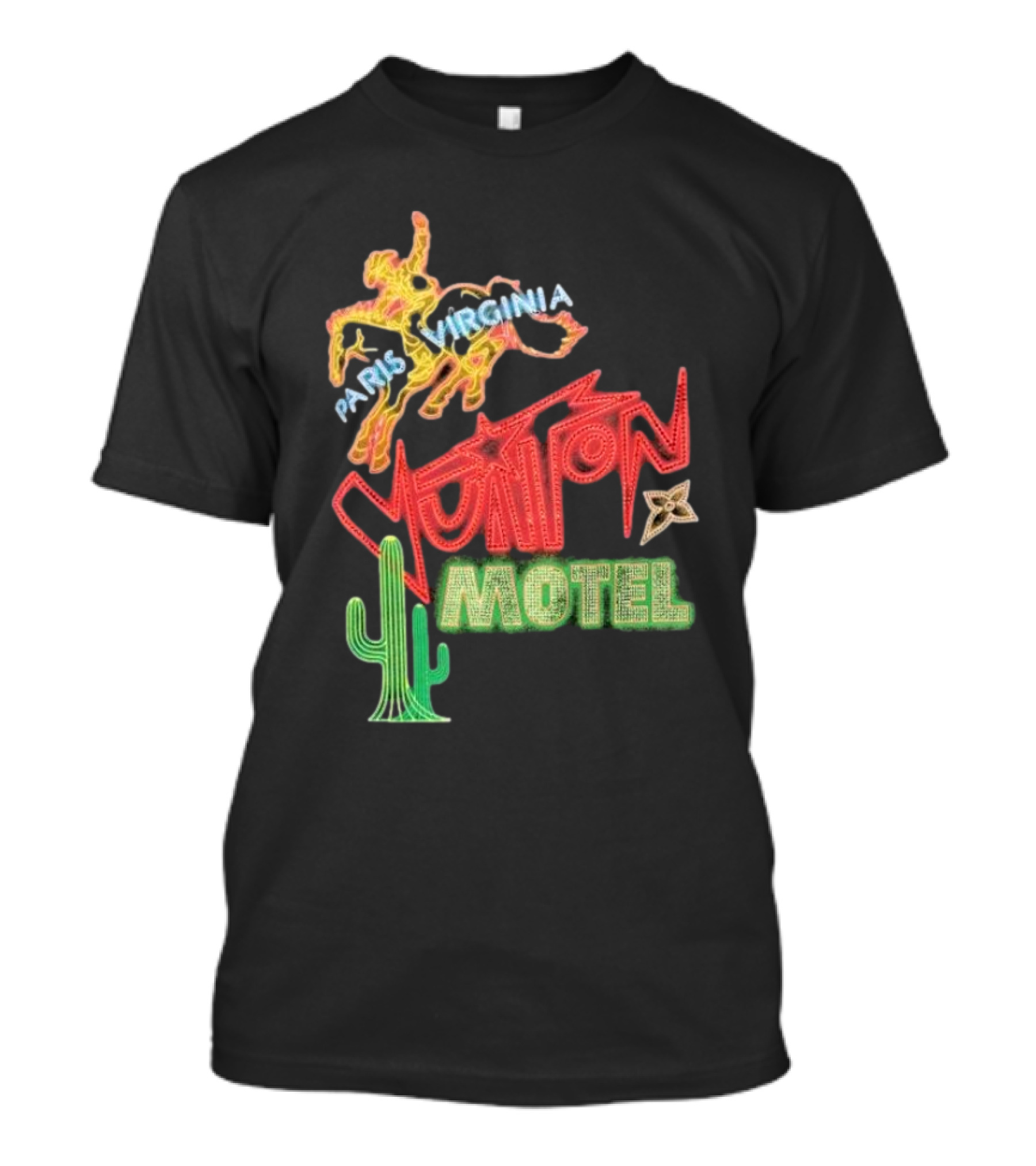 Paris Virginia Vuitton Motel Neon Cactus Cowboy Retro Sign T-Shirt
