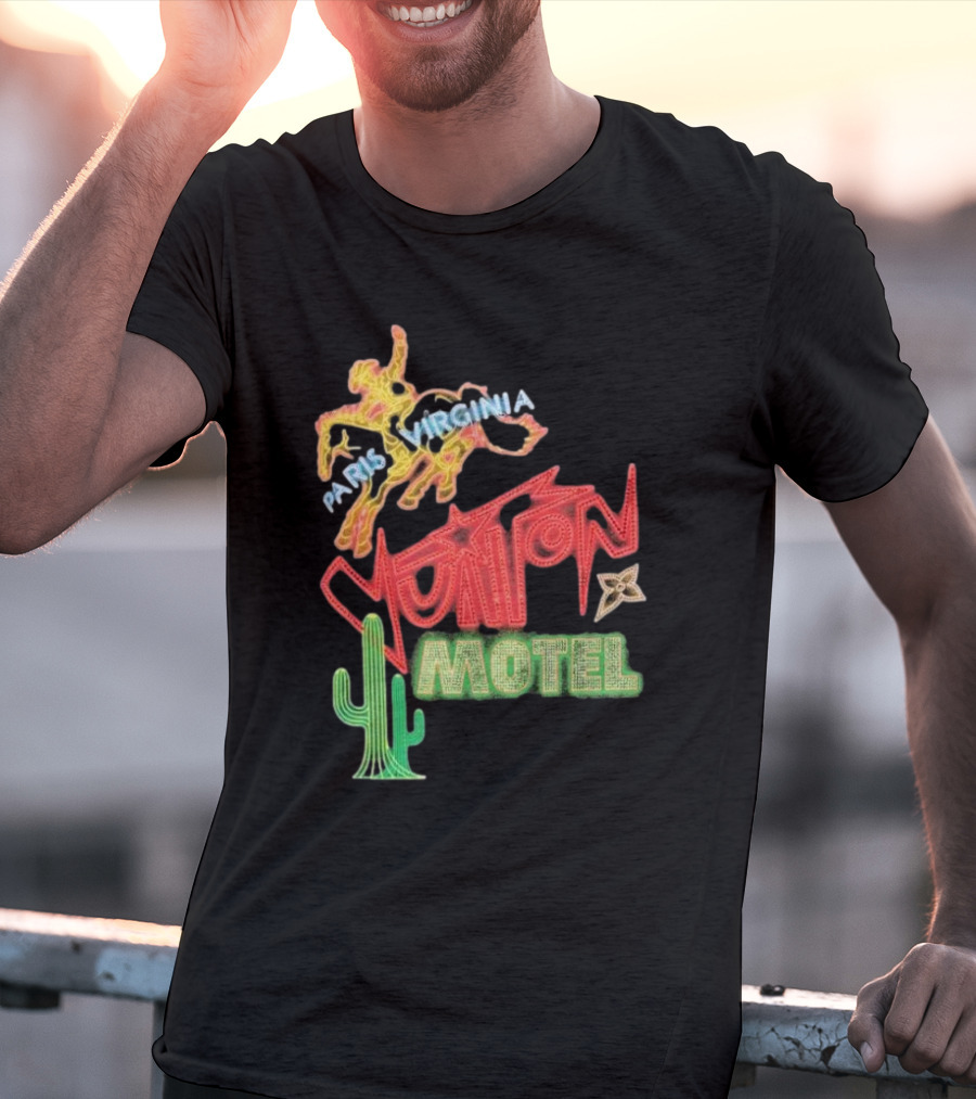 Paris Virginia Vuitton Motel Neon Cactus Cowboy Retro Sign T-Shirt