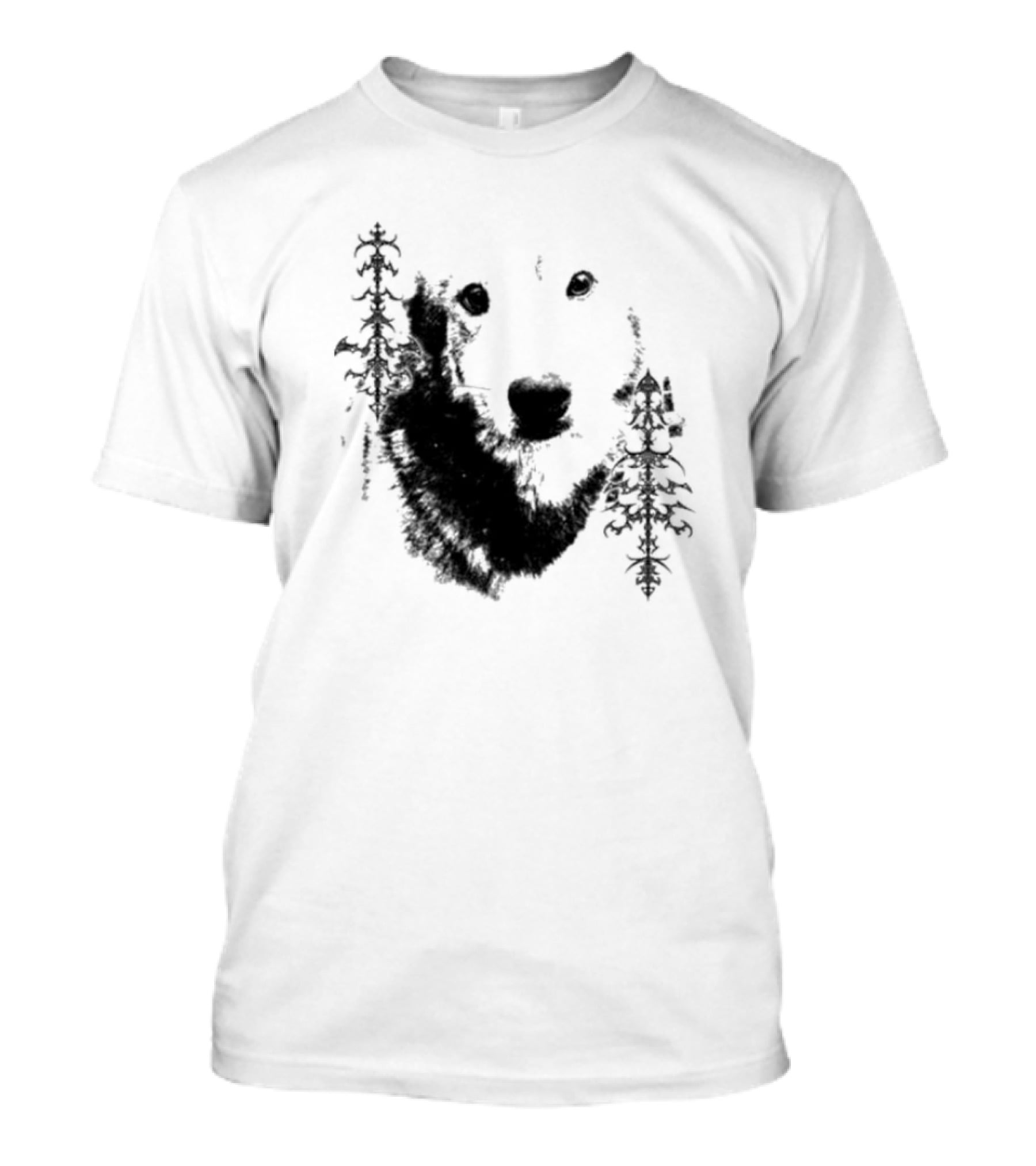 Wolf Face With Stylized Evergreen Trees T-Shirt