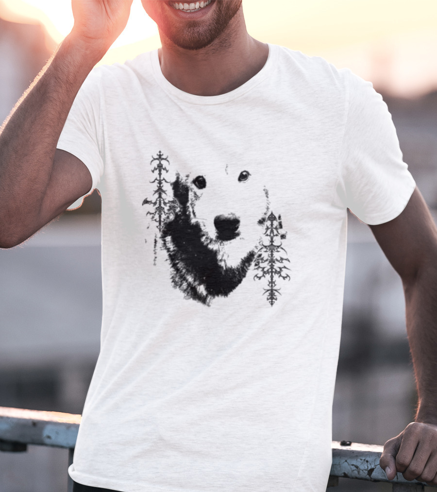 Wolf Face With Stylized Evergreen Trees T-Shirt
