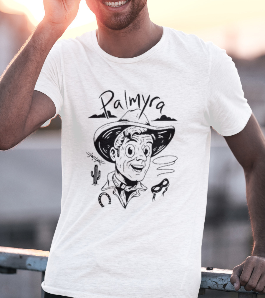 Palmyra Cowboy Retro Cactus Lasso Horse Shoe T-Shirt