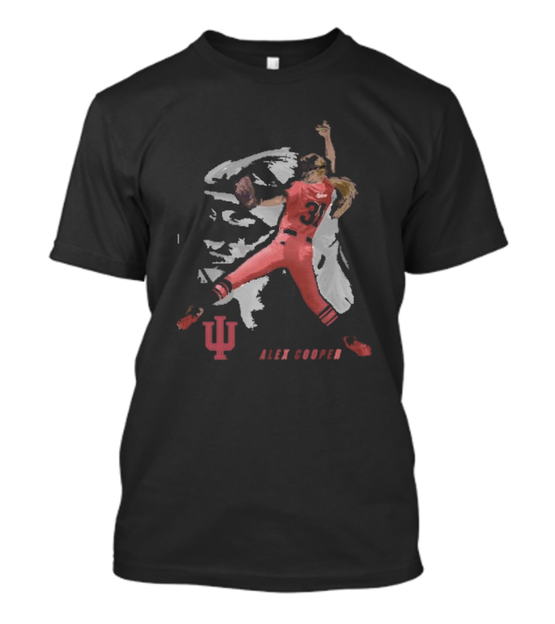 Alex Cooper Windup Baseball Indiana University Pitcher In Red Uniform T-Shirt