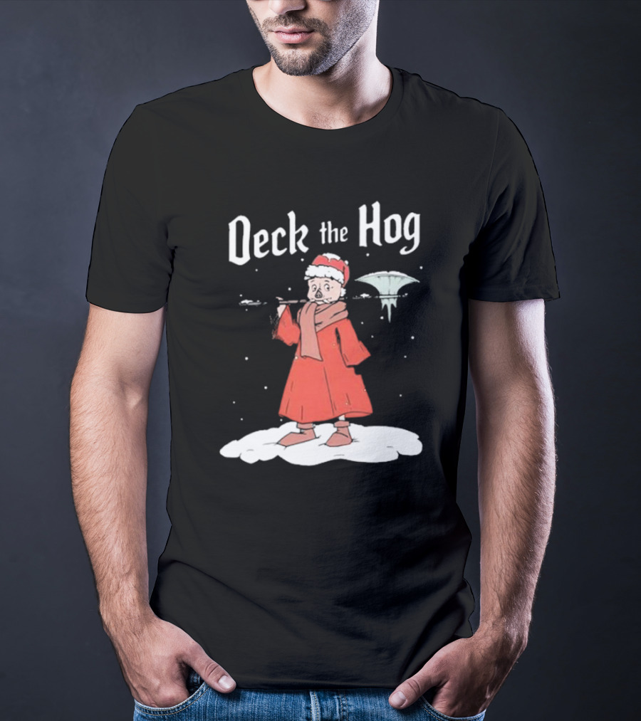 Bilmuri Deck The Hog Christmas Santa Ice Bonk Snow Fantasy T-Shirt