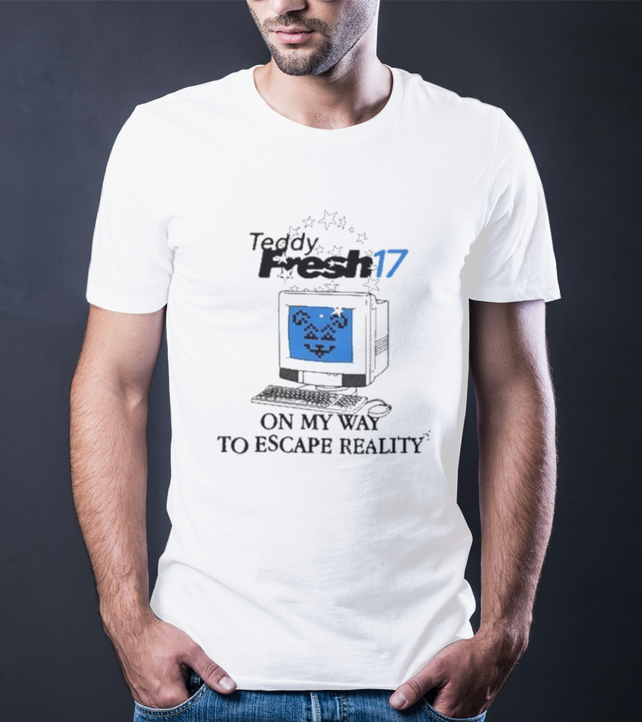 Teddy Fresh 17 On My Way To Escape Reality Retro Computer Dog T-Shirt